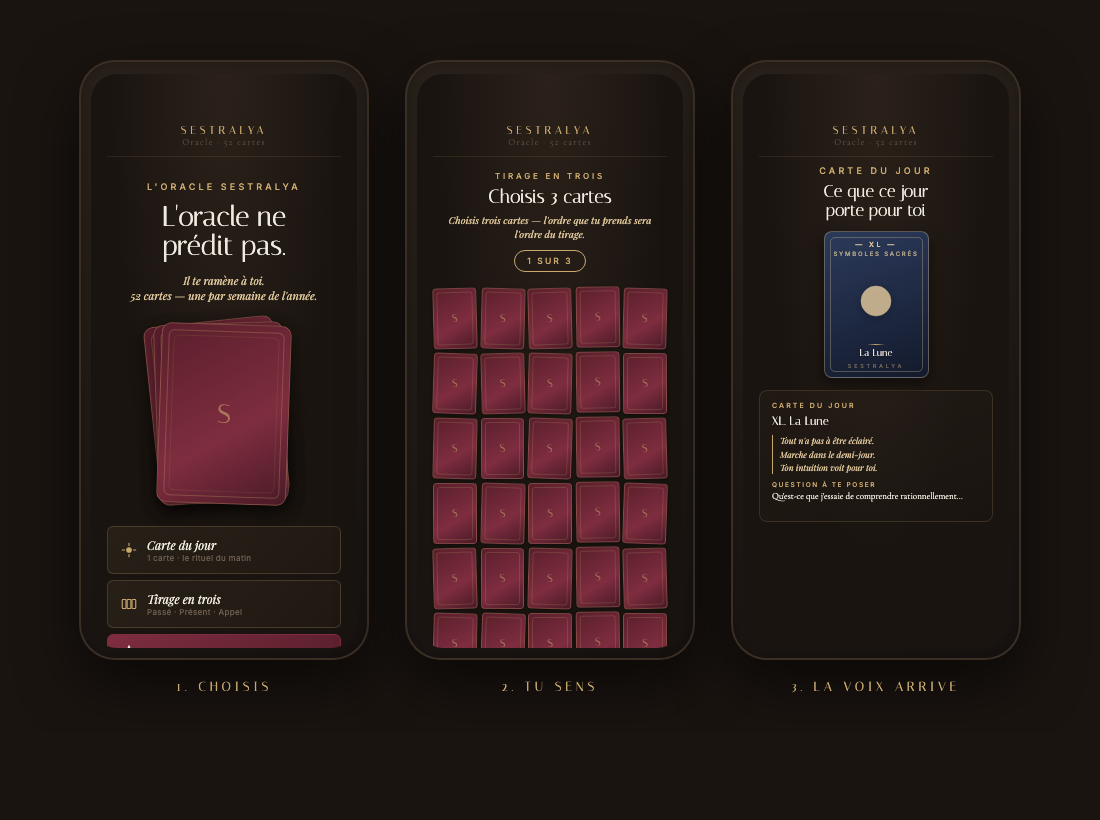 L'Oracle Sestralya — 3 étapes : tu choisis, tu sens, la voix arrive